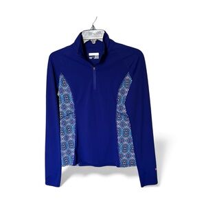 Marmot Blue with Print Meghan 1/2 Zip Athletic Pullover Top Shirt Size Small